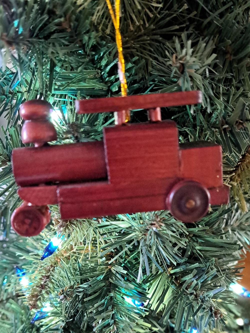 Unbranded Red Wooden Tractor Ornament for Kids - Decorative Holiday Toy 3"x1-1/4